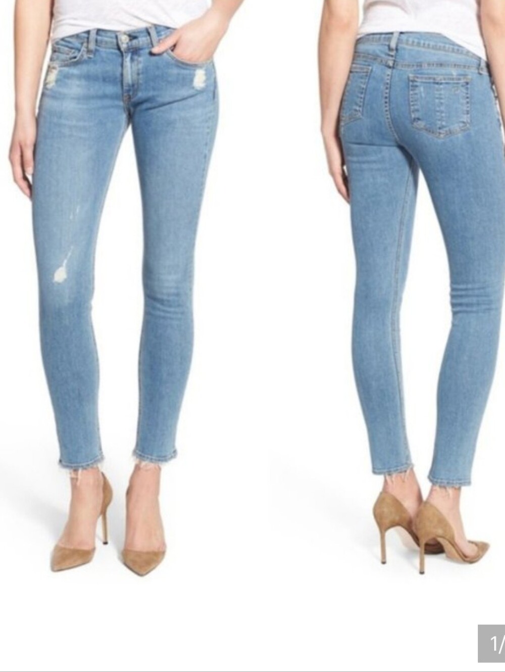 rag & bone 30 Everton Women’s Blue Skinny Jeans - Distressed Mid Wash Revolve - Picture 16 of 16